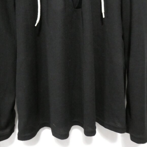 SHEIN - Curve | 2XL | Black Lace-Up Long Sleeve Waffle Knit Hooded Top - Picture 8 of 15